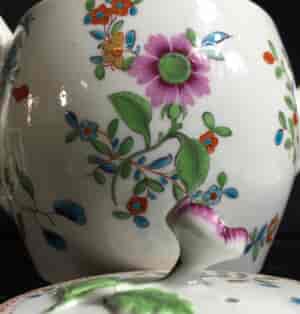 Worcester Tea Pot and Stand painted with oriental flower sprays, c.1765 -10302