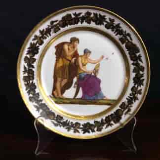 Paris porcelain plate, Neoclassical figures 'Les Plaisirs de la Frivolite' c.1820 -0