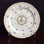 La Courtaille (Paris) plate with floral monogram CLA, c.1785 -0