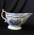 Caughley sauceboat, rib moulded with underglaze blue flower groups, c. 1780 -0