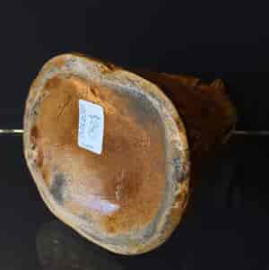Bear shaped brown glazed pottery money box, 19th C. -23862