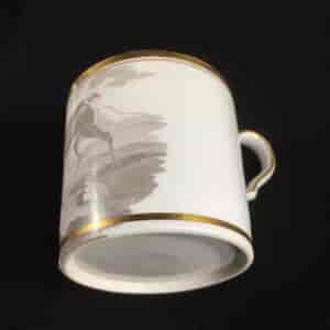 Spode bat printed coffee can & saucer, c.1810 -26754