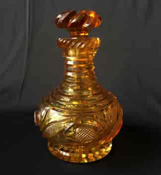 Bohemian amber cut glass perfume decanter, c.1845.-0