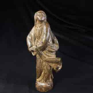Oak carved figure of a female saint, 17th century -0