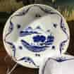 Chinese export teabowl & saucer, European blue decoration, c.1780 -31183