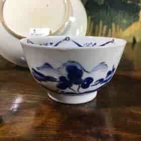 Chinese export teabowl & saucer, European blue decoration, c.1780 -31178