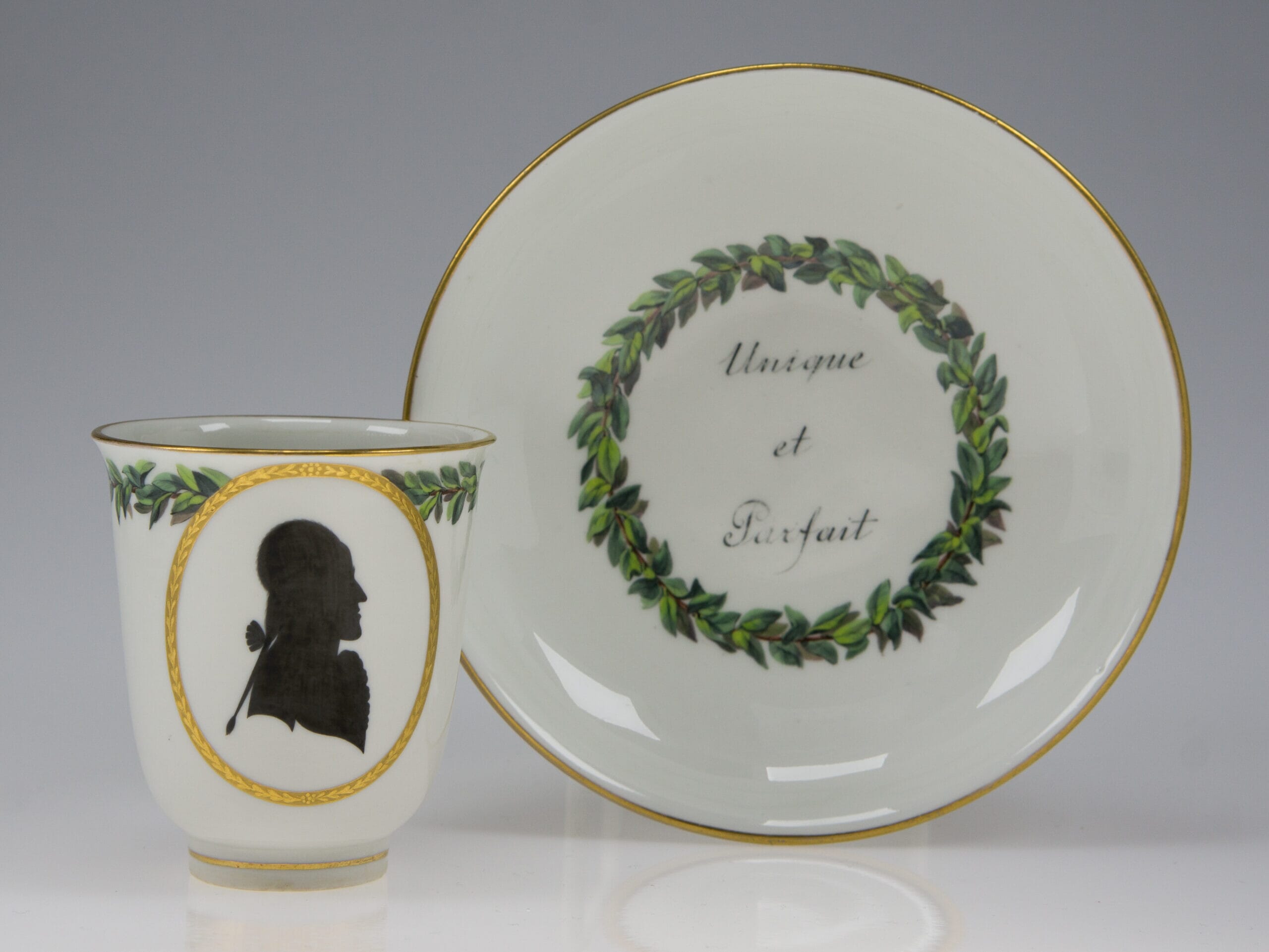 Vienna coffee cup & saucer, profile silhouette, c.1790 -0