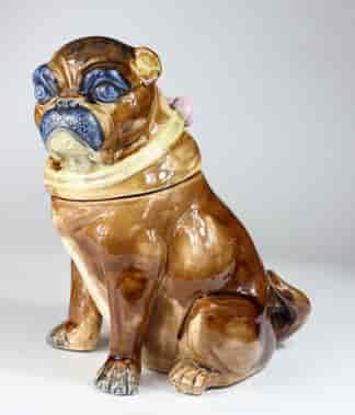 Rare English Majolica pug dog jar C. 1870 -0