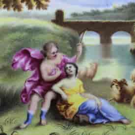 Continental enamel plaque, Italianate scene with a classical couple, 18th century -13097