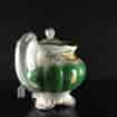 Coalport green ground teapot with scenes, pat.509, c.1835-1671