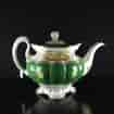 Coalport green ground teapot with scenes, pat.509, c.1835-0