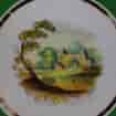 Coalport green ground teacup & saucer with scenes, pattern 509, c.1835-1680