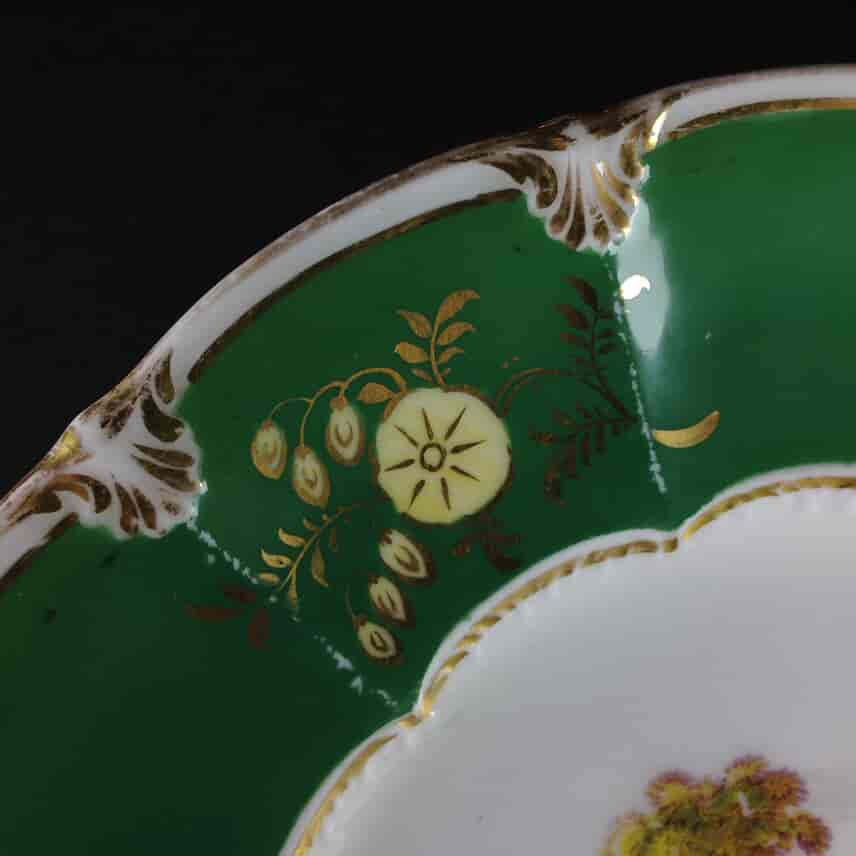 Coalport green dish, with scenes, pat.509, c.1835-1713