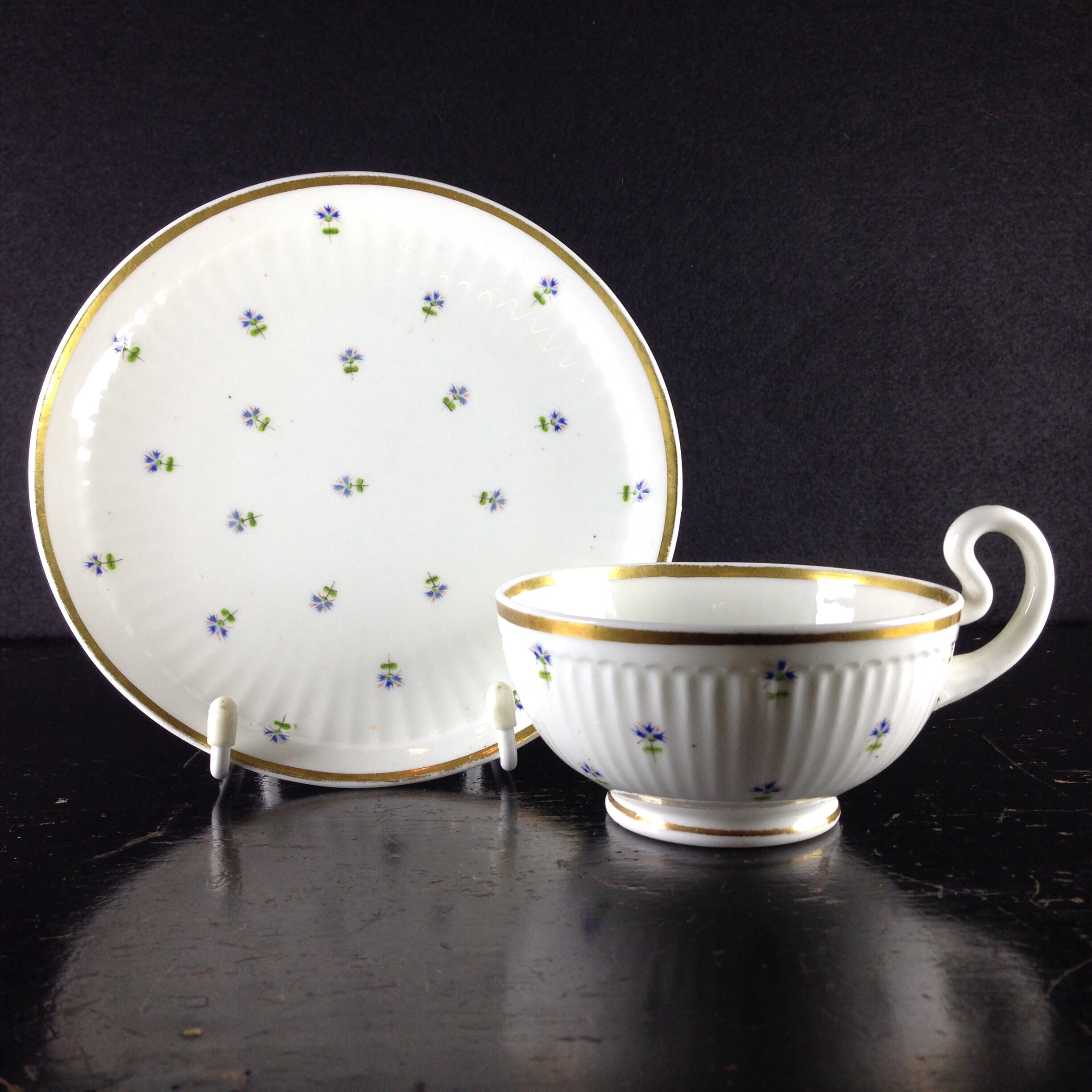 Swansea cup & saucer, French Flute pattern, c.1820. -0