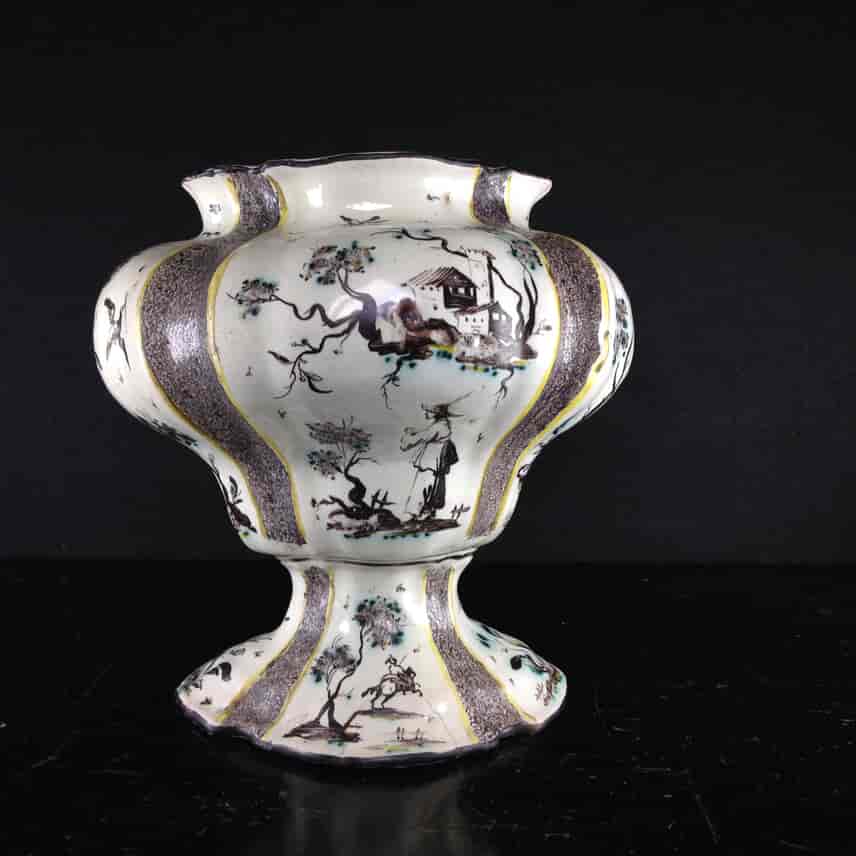 Large Italian faience vase, chinoiseries & italianate landscapes, Levantino c. 1710 -0