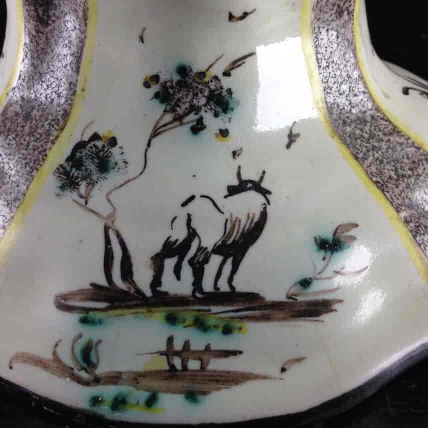 Large Italian faience vase, chinoiseries & italianate landscapes, Levantino c. 1710 -1902