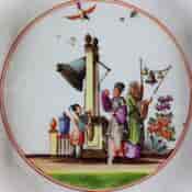 Meissen octagonal dish, bell ringers by Höroldt, c.1735 -1915