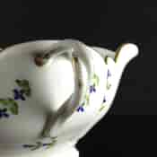 French porcelain twin handled sauceboat, cornflower sprigs, c.1780 -1938
