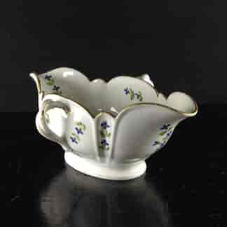 French porcelain twin handled sauceboat, cornflower sprigs, c.1780 -0