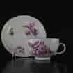 Meissen cup & saucer painted with purple flowers, C. 1750 -0