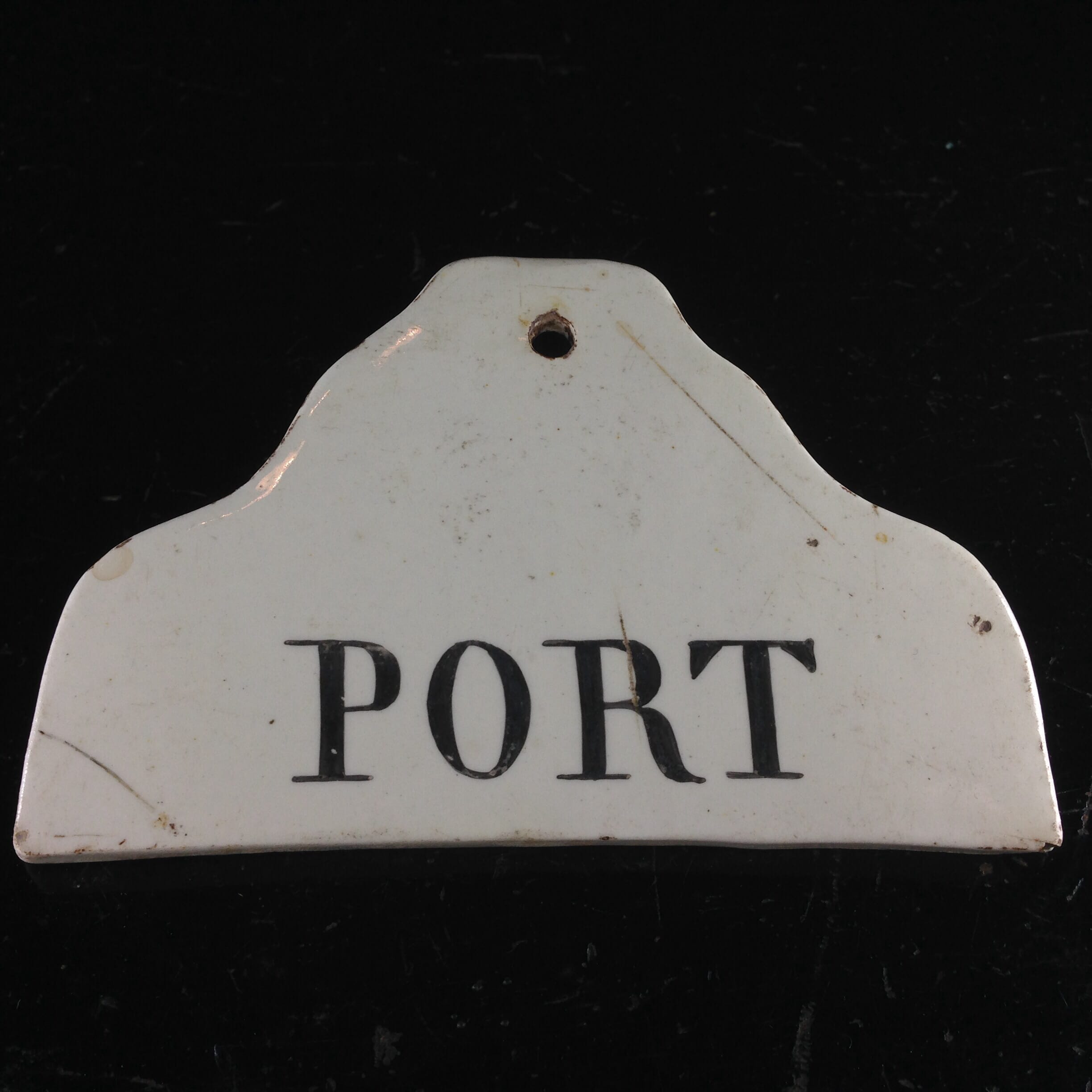 Creamware wine bin label, PORT , C. 1800 -0