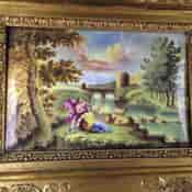 Continental enamel plaque, Italianate scene with a classical couple, 18th century -2198
