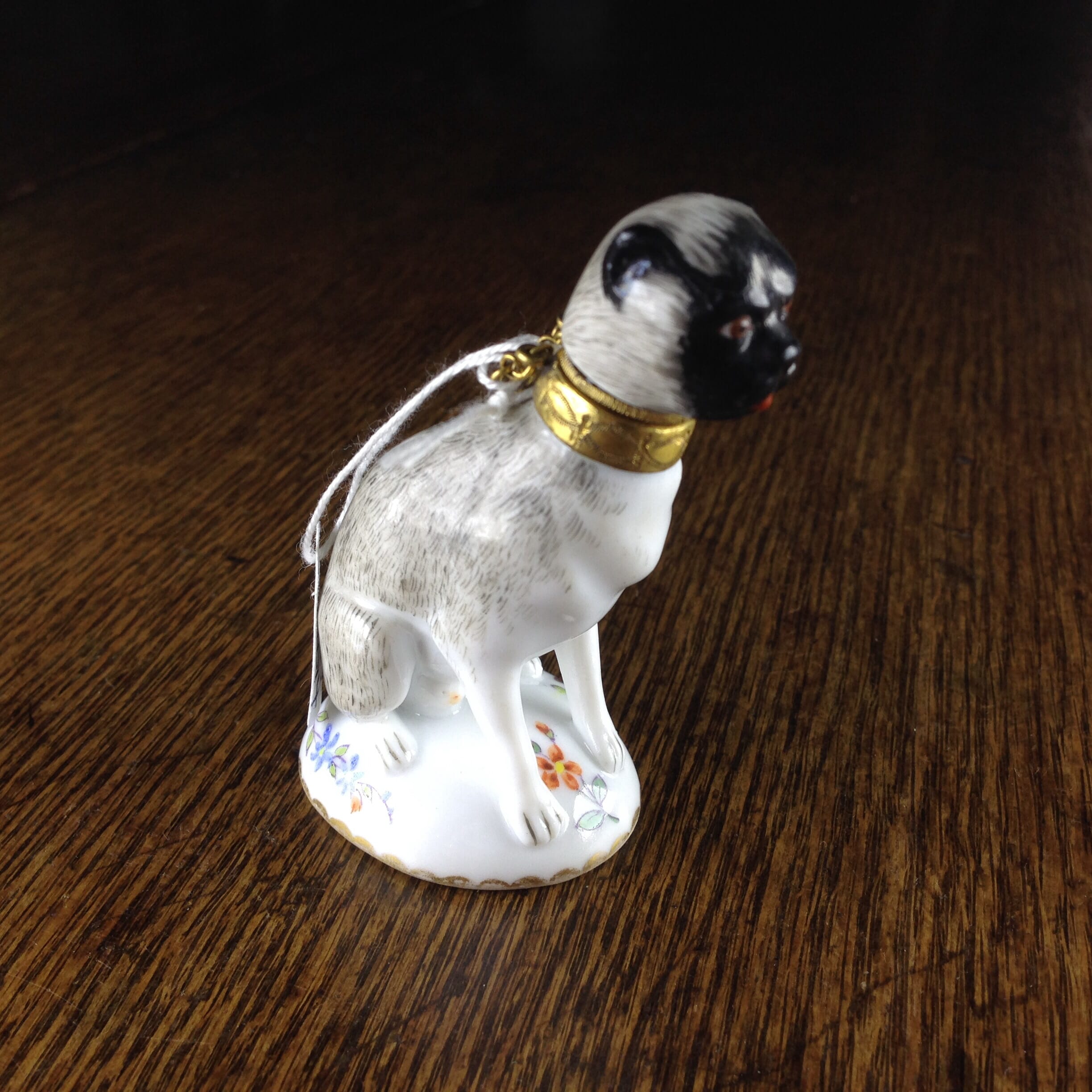 Paris porcelain perfume in the form of a pug dog c.1880 Moorabool Antique Galleries