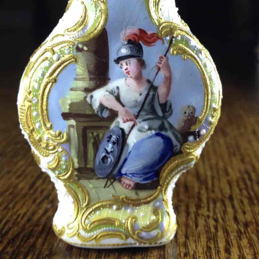 South Staffordshire enamel scent bottle , Athena & Artist, c. 1780 -2253
