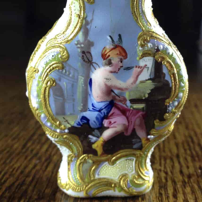 South Staffordshire enamel scent bottle , Athena & Artist, c. 1780 -2258