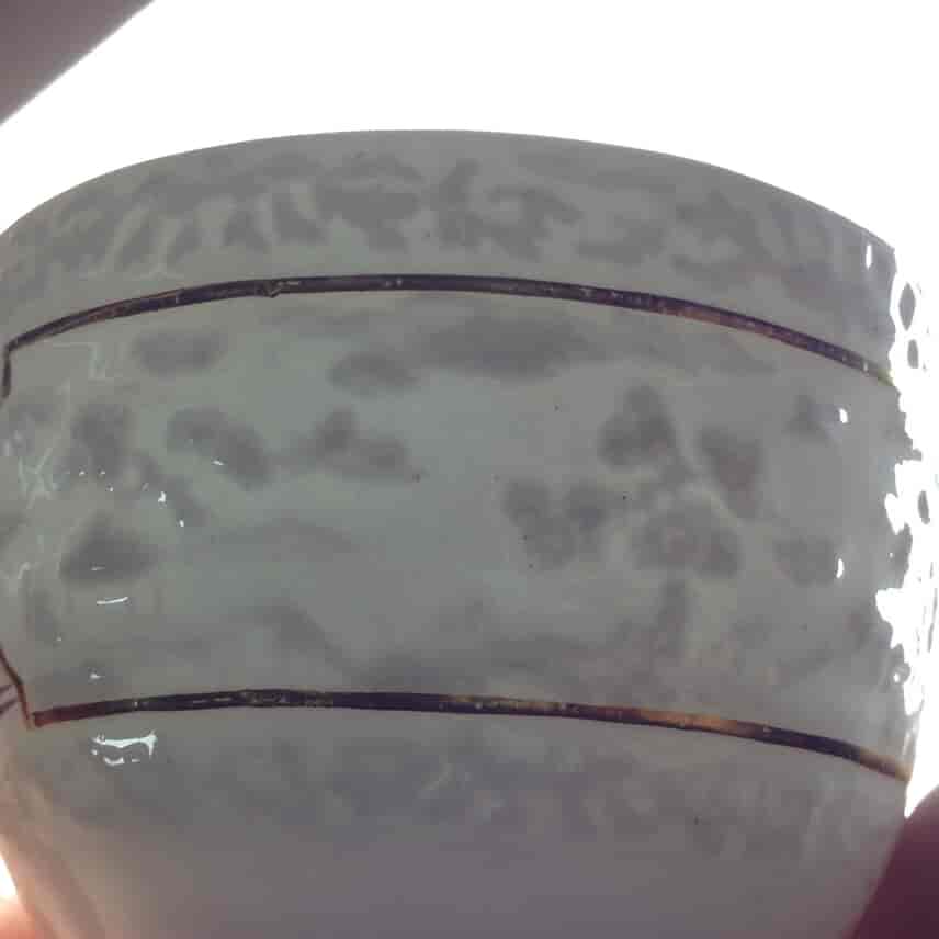 Miles Mason tea cup & saucer, rare Chinese Landscape moulding, c.1810 -2426