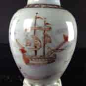 Chinese export tea canister with ship, c. 1760-2580