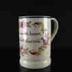 Creamware frog mug, Motto - May the honest heart never feel distress- c. 1780 -2704