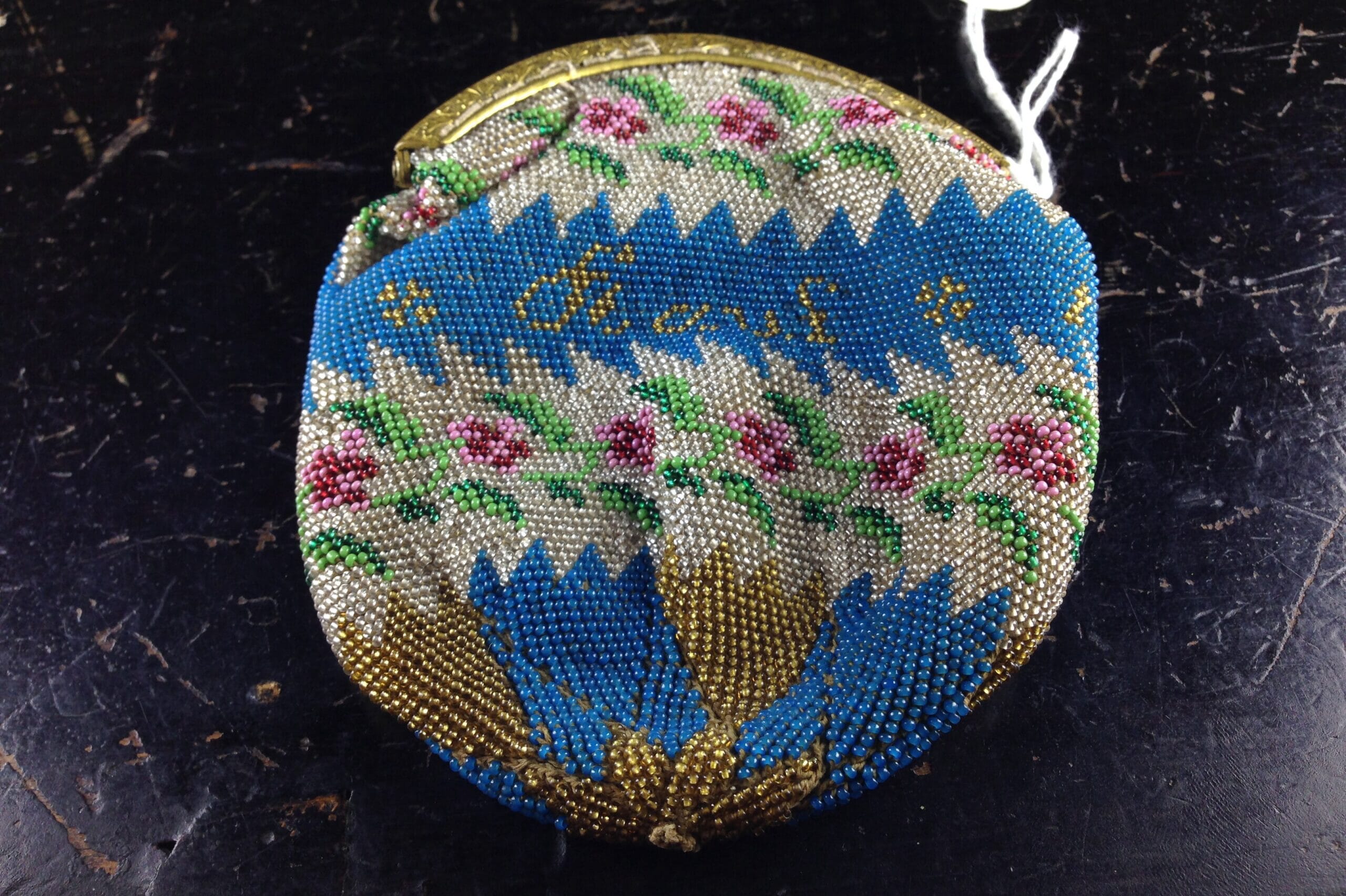 French beadwork purse, dated 1834 -0