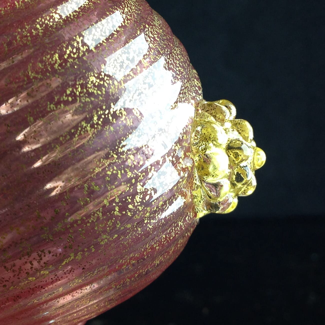 Venetian glass vase, gold swirls & pink, circa 1900-2851