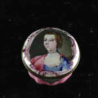 English enamel patch box, portrait, C. 1765. -0