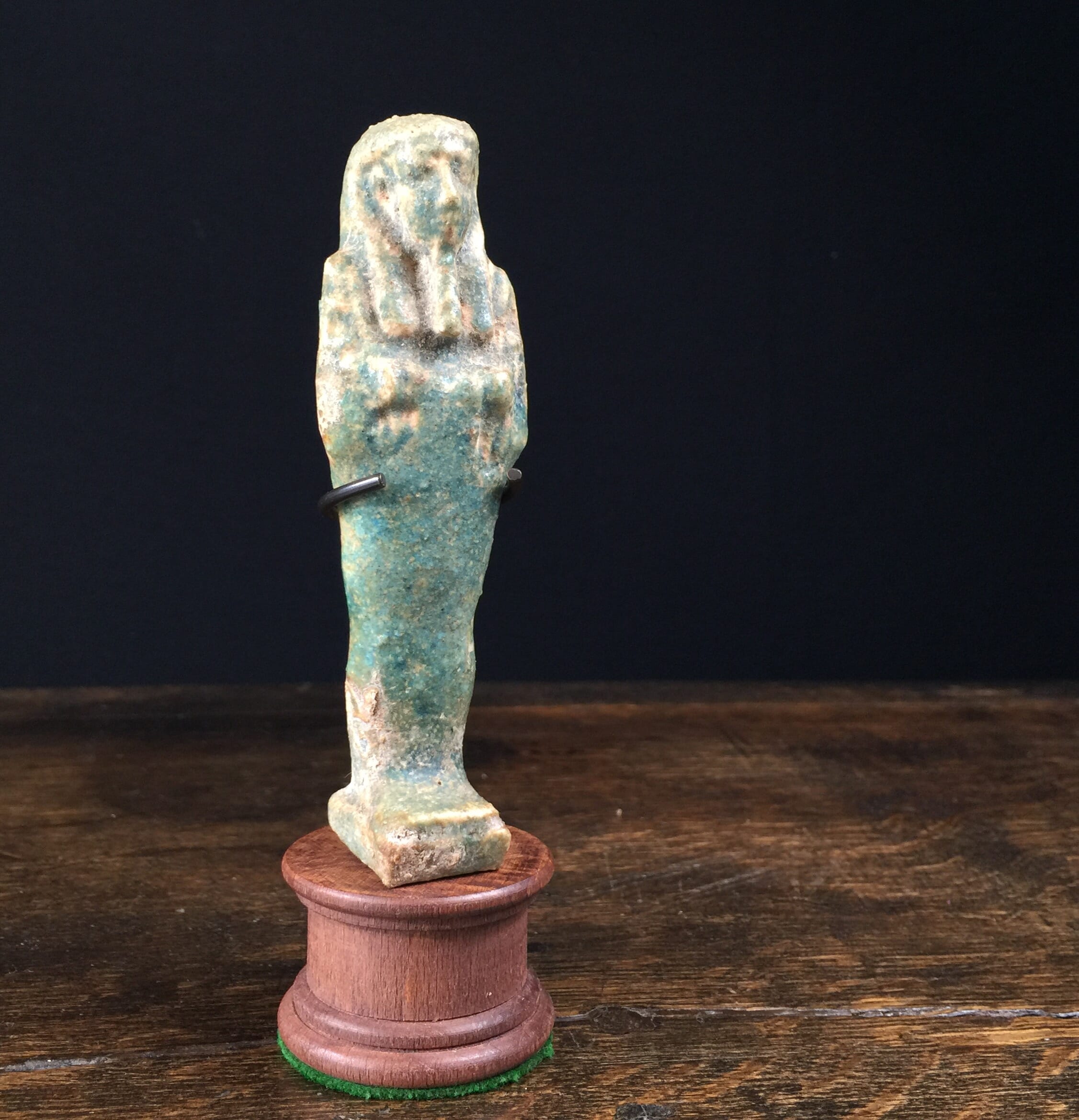 Egyptian shabti figure, blue-green, 712-332 BC-0