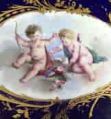 Sevres porcelain dish, later decorated with cherubs, 18th & 19th century -11954