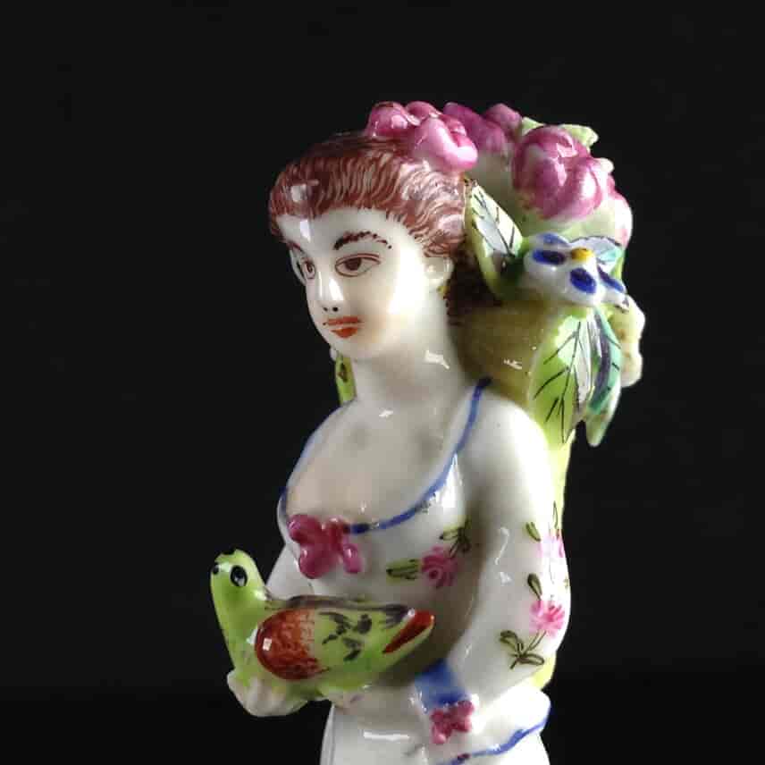 St James scent, lady with Dalmatian, bird and basket of flowers, c.1755 -3254