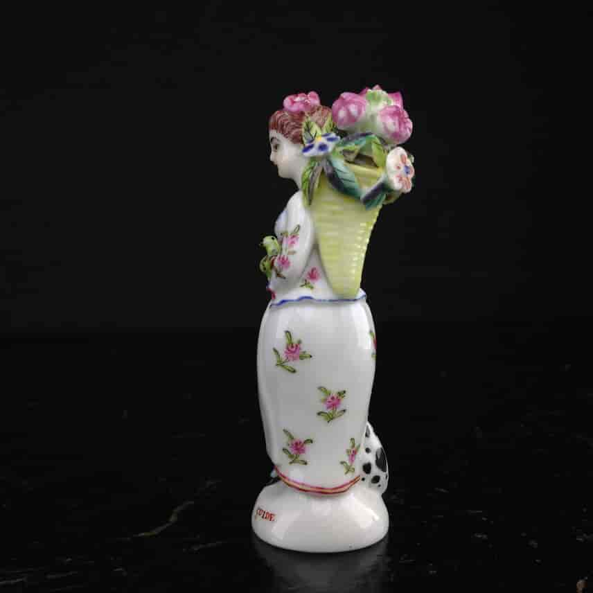 St James scent, lady with Dalmatian, bird and basket of flowers, c.1755 -3255