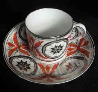 Davenport coffee can & saucer, bute shaped with platinum dec., c. 1810 -0