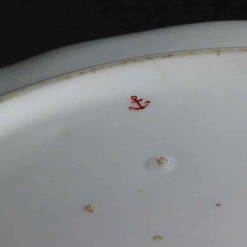 Chelsea plate with flowers & bugs, red anchor period C. 1755-3464
