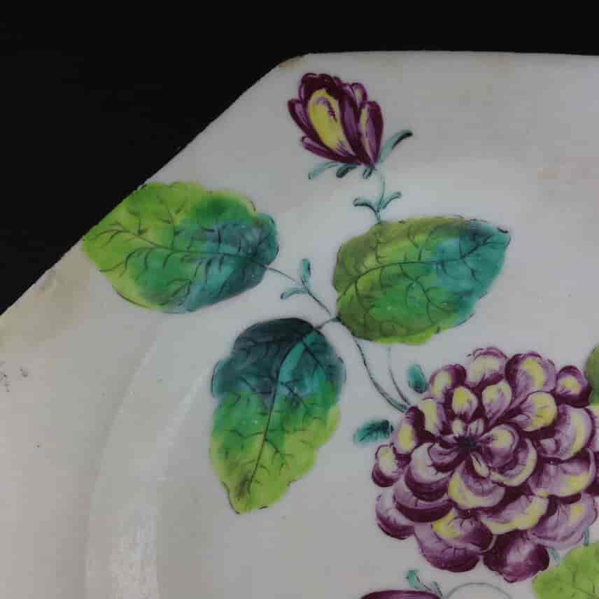 Bow hexagonal botanical plate, Circa 1765 -3705