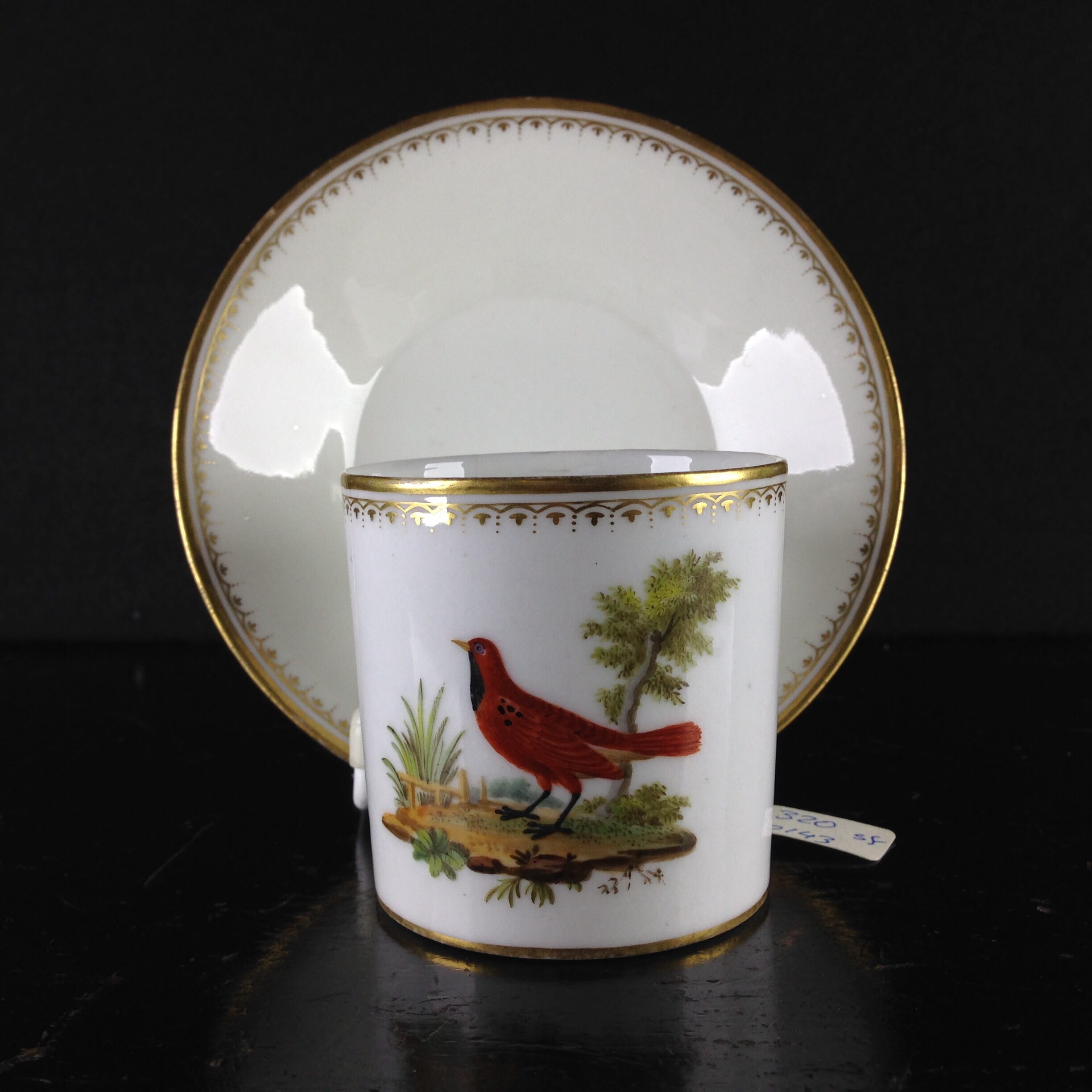 French ornithological cup & saucer, Circa 1810 -0