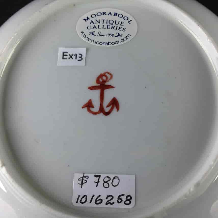 Cozzi tea bowl & saucer, scale green & flowers, c. 1765 -3926