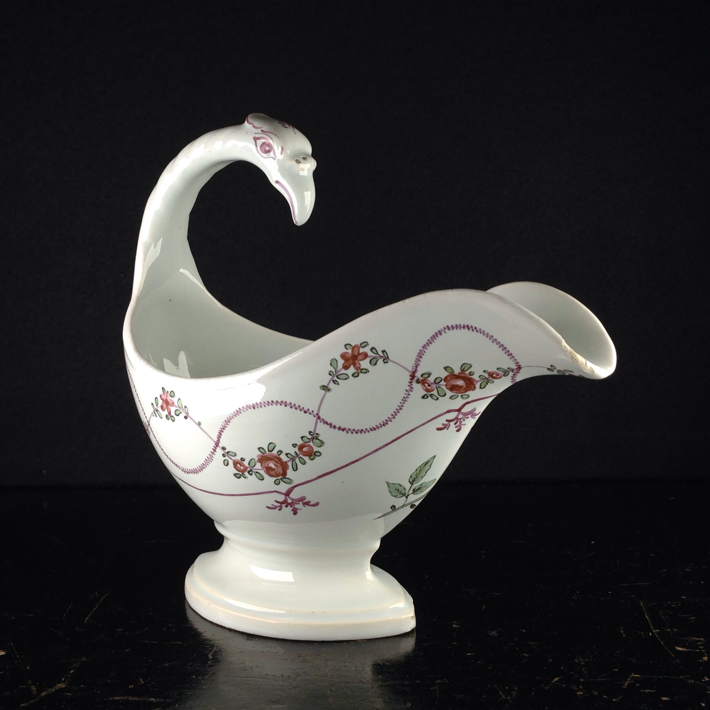 Continental faience sauce boat with eagle handle, C. 1790 -0