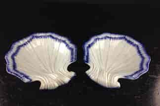 Pair of Pearlware shell shaped sweetmeats, C. 1790 -0
