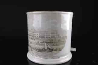 Burton small pottery mug, print of Eastbourne, c.1850-0