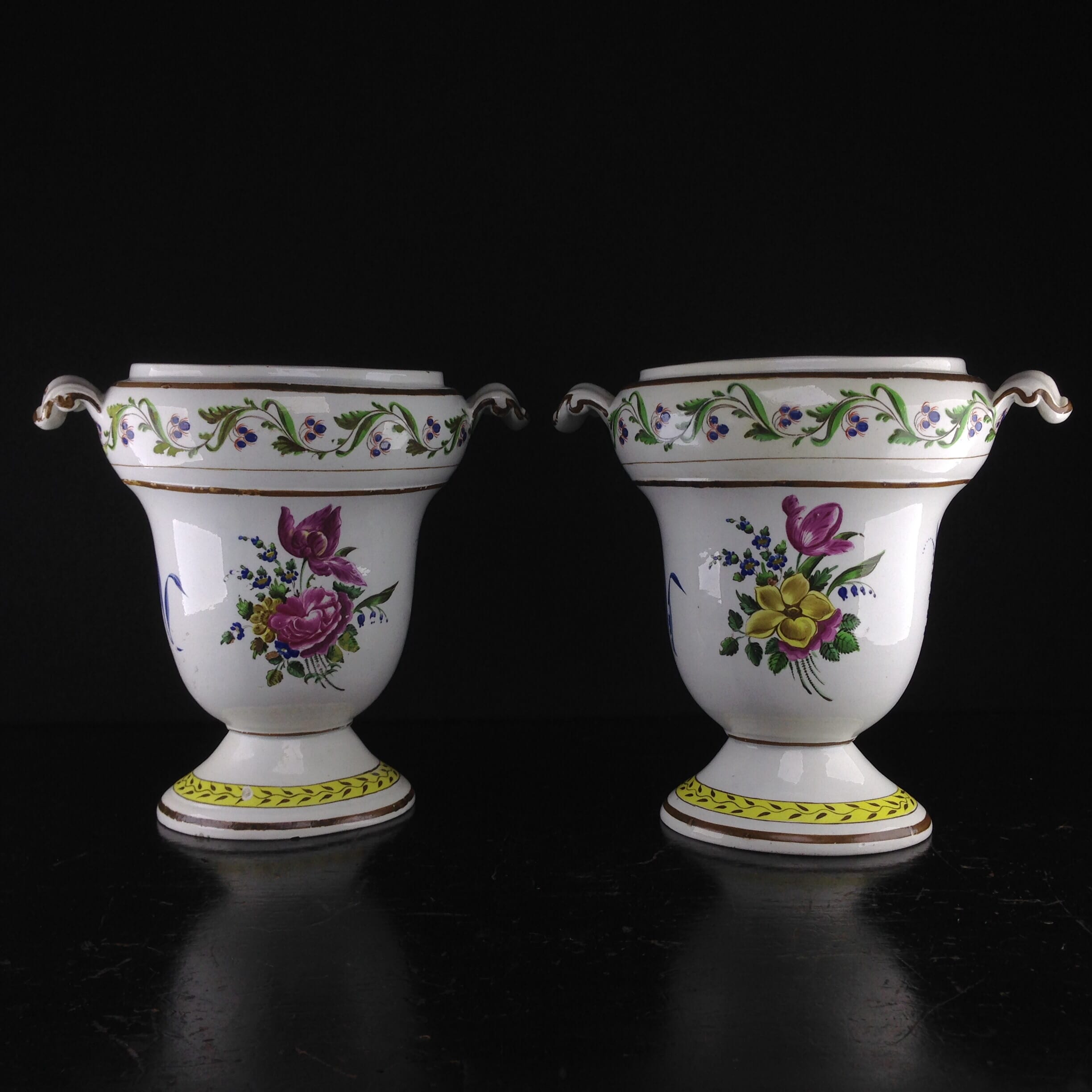 Pair of French creamware vases, c. 1800-0