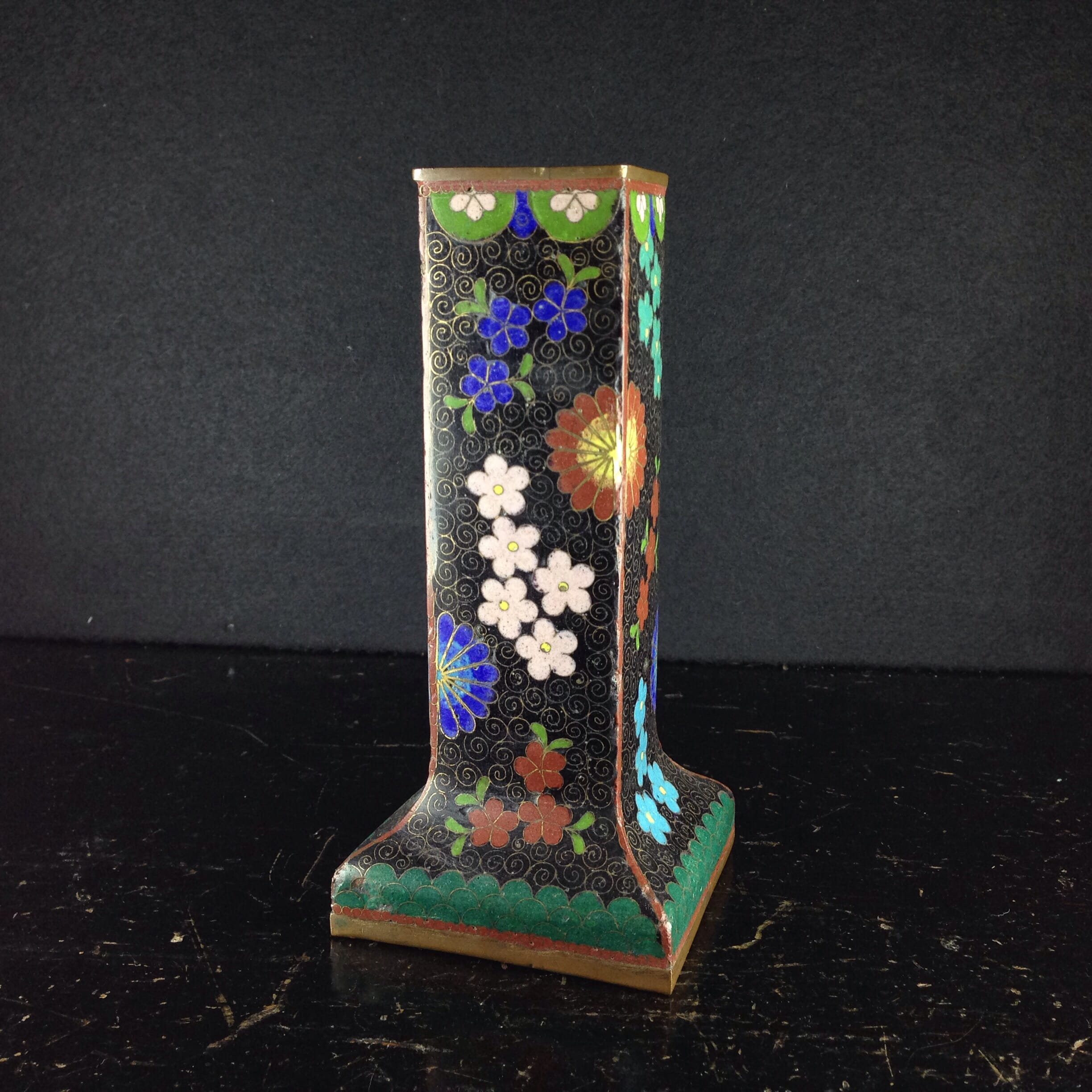 Japanese cloisonne square vase, C. 1900 -0