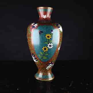 Japanese cloisonné vase with flowers & birds, 19th century -0